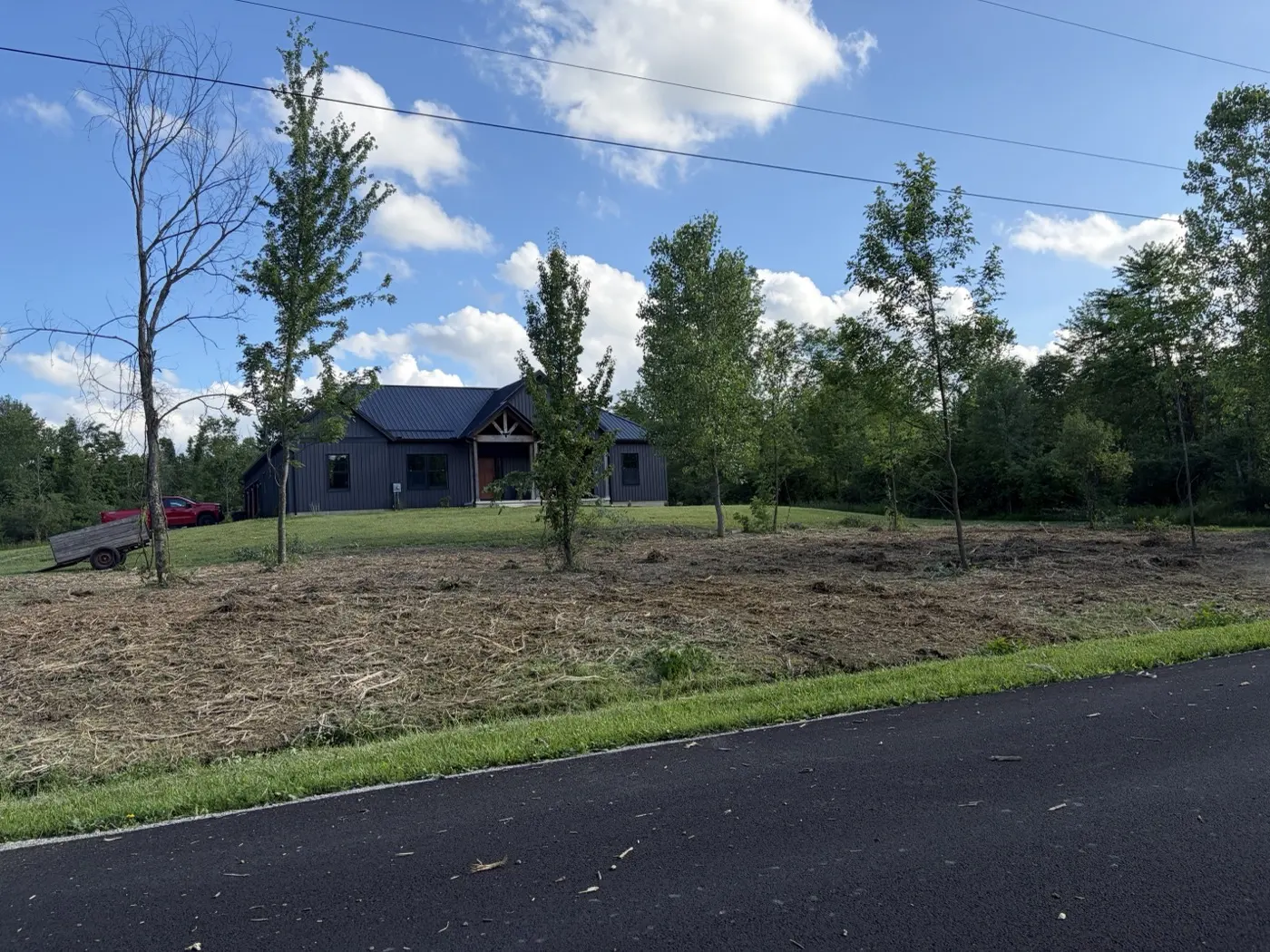 Road frontage cleared and mulched, young trees preserved